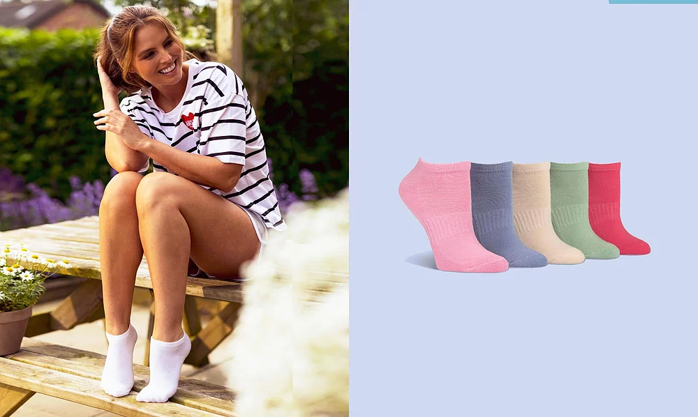Woman wearing bamboo trainer socks