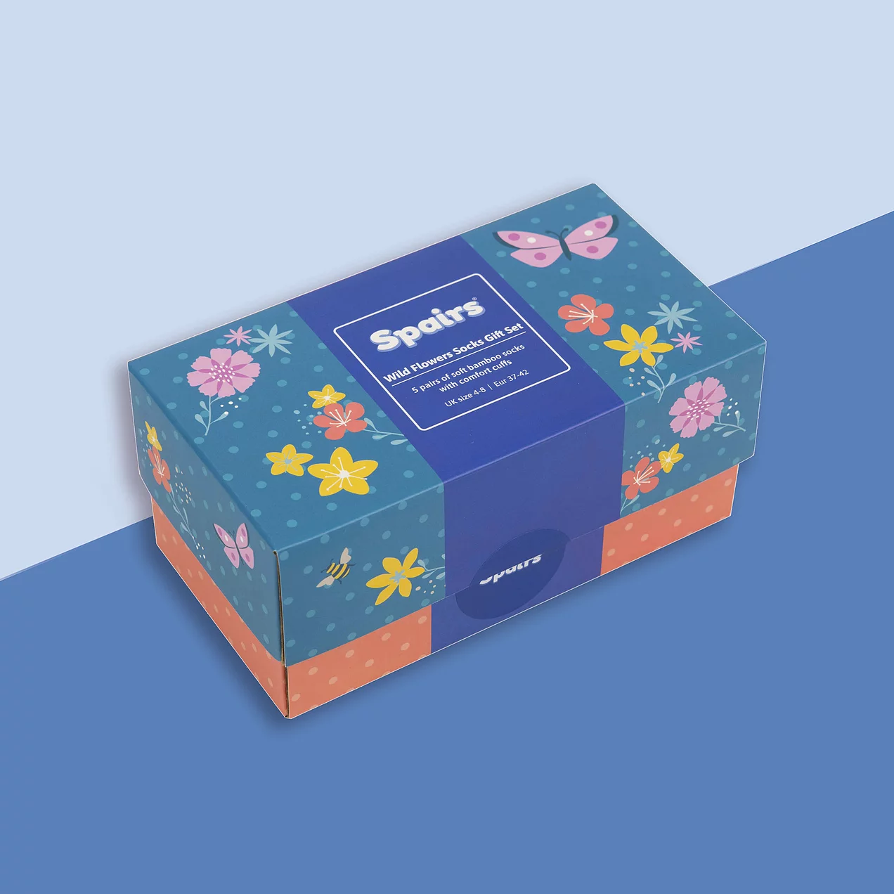 Womens bamboo socks gift box in floral design