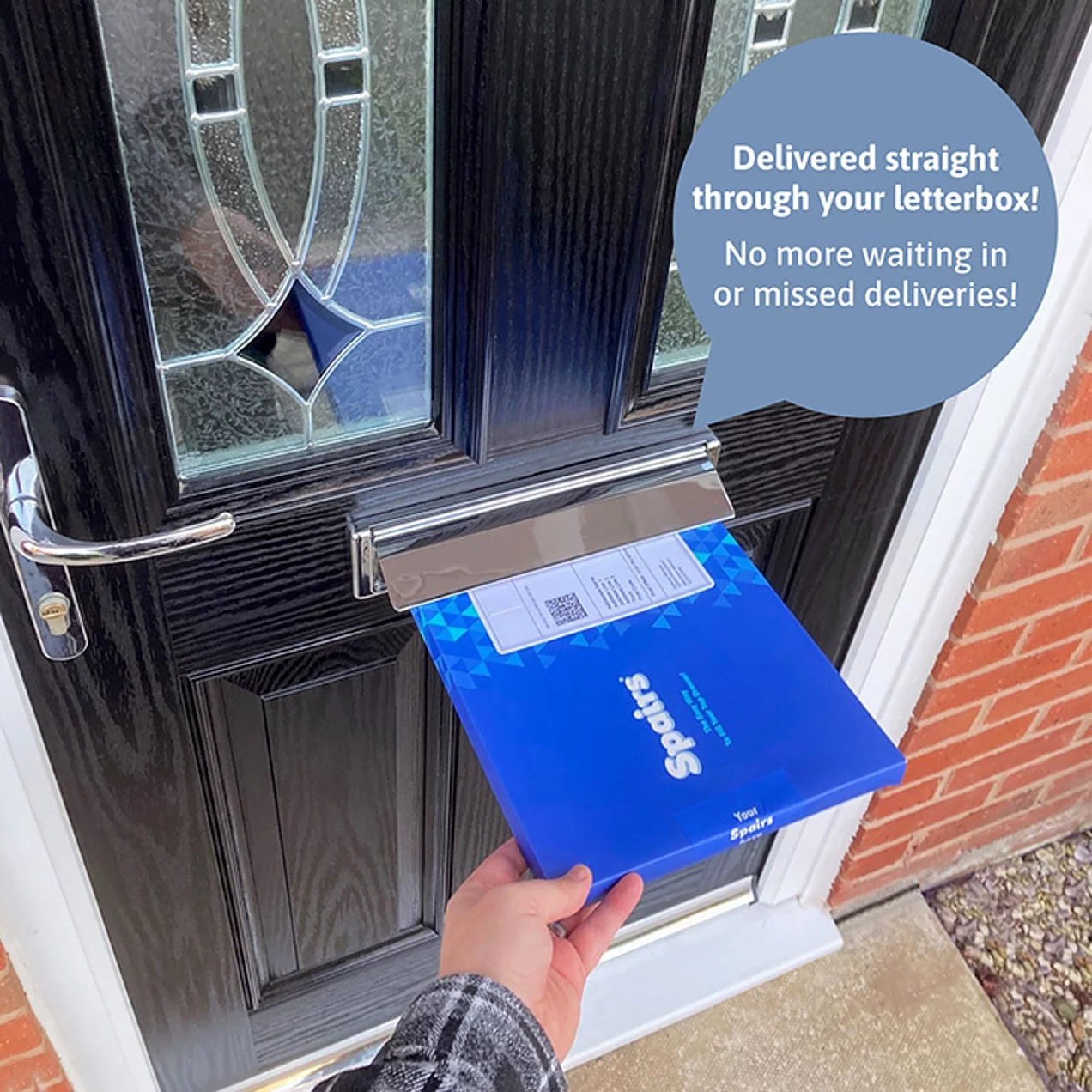Man delivering breathable cotton trunks underwear through a letterbox