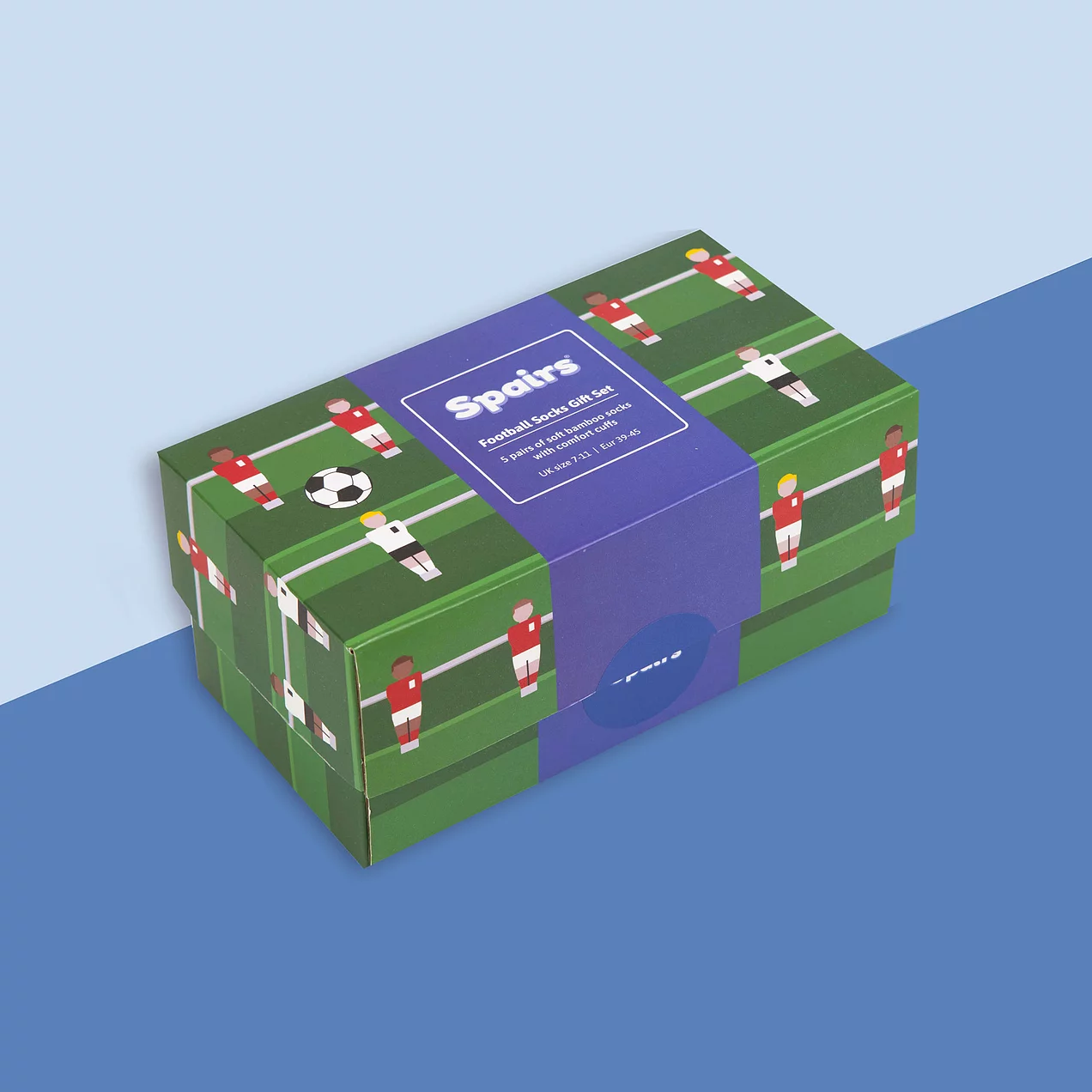Mens bamboo socks gift box in football design