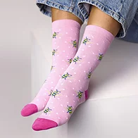Womens pink spotty bee design bamboo socks