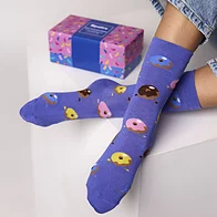 Women's purple doughnuts design bamboo socks