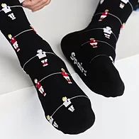 Black football pattern socks with gift box